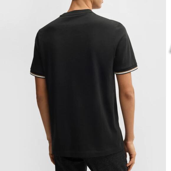 BOSS Hugo Boss Black Thompson 04 Short Sleeve Stripe Trim Cotton T-Shirt Size L - Picture 12 of 16